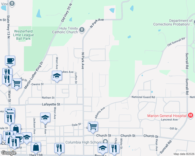 map of restaurants, bars, coffee shops, grocery stores, and more near 1110-1122 Broadmoor Ave in Columbia
