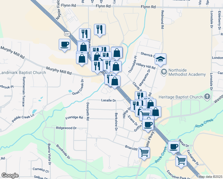 map of restaurants, bars, coffee shops, grocery stores, and more near 4147 Montgomery Hwy in Dothan