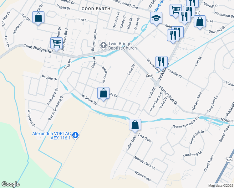 map of restaurants, bars, coffee shops, grocery stores, and more near 6205 W Taylor Dr in Alexandria