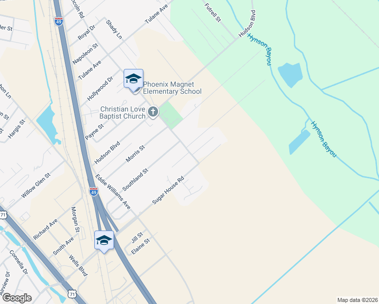 map of restaurants, bars, coffee shops, grocery stores, and more near Pin Oak Drive in Alexandria