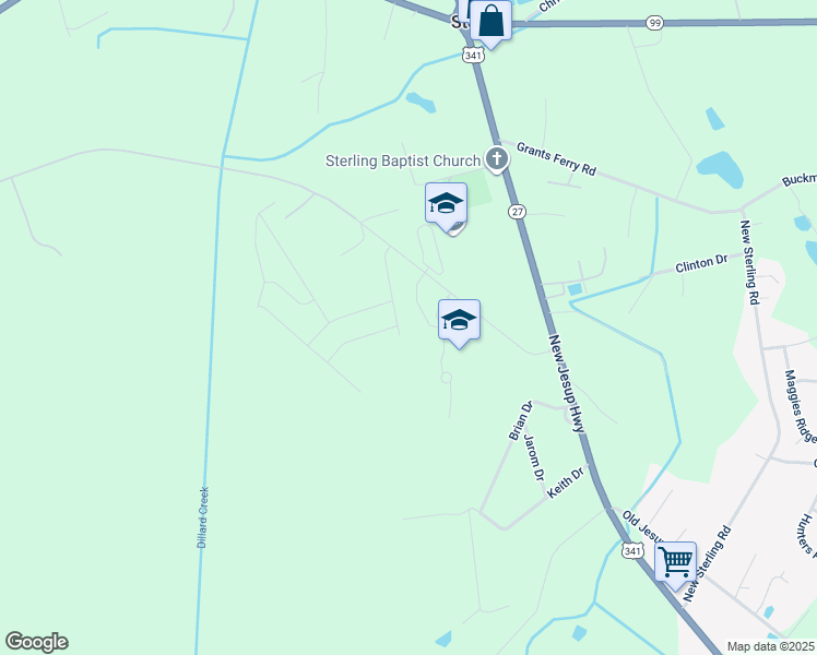 map of restaurants, bars, coffee shops, grocery stores, and more near 131 Covington Pointe Drive in Brunswick