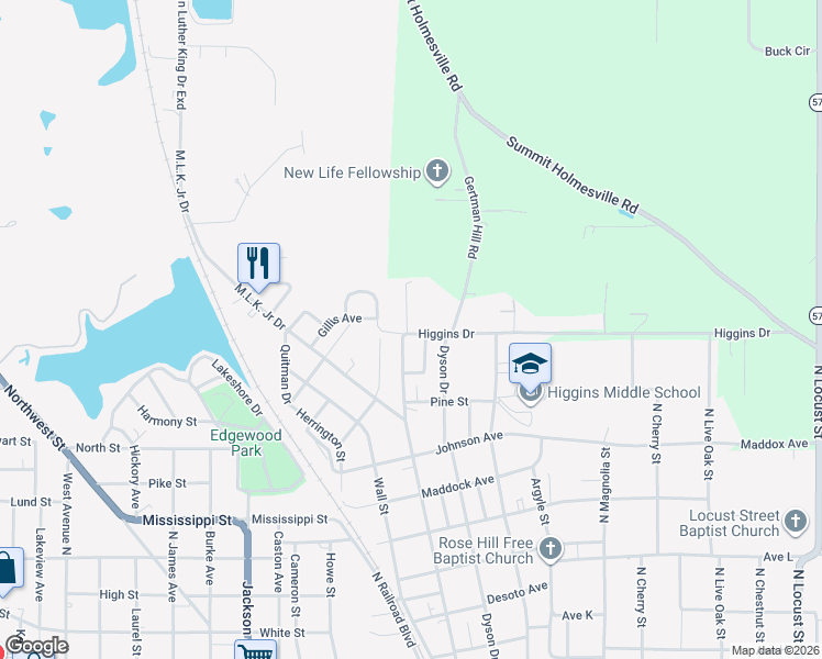 map of restaurants, bars, coffee shops, grocery stores, and more near 1006 Morris Davis Road in McComb