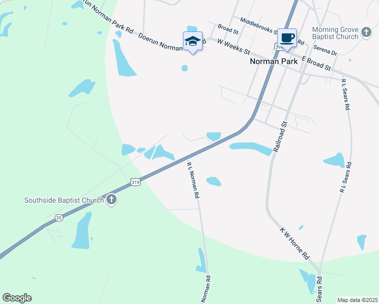 map of restaurants, bars, coffee shops, grocery stores, and more near 3871 U.S. 319 in Norman Park