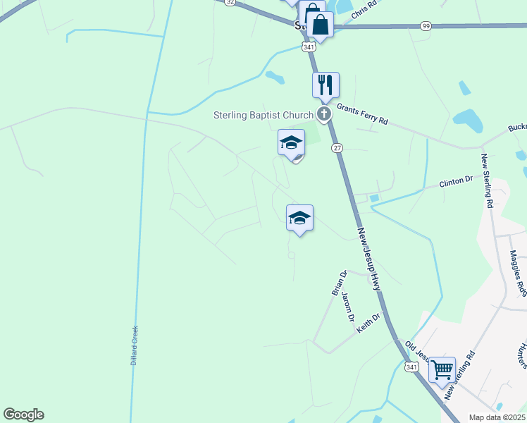 map of restaurants, bars, coffee shops, grocery stores, and more near 131 Covington Pointe Drive in Brunswick