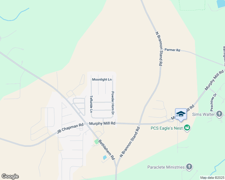 map of restaurants, bars, coffee shops, grocery stores, and more near 315 Powder Horn Drive in Midland City