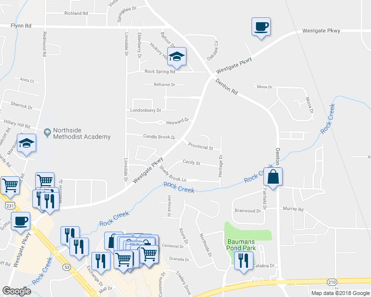 map of restaurants, bars, coffee shops, grocery stores, and more near 2211 Provincial St in Dothan