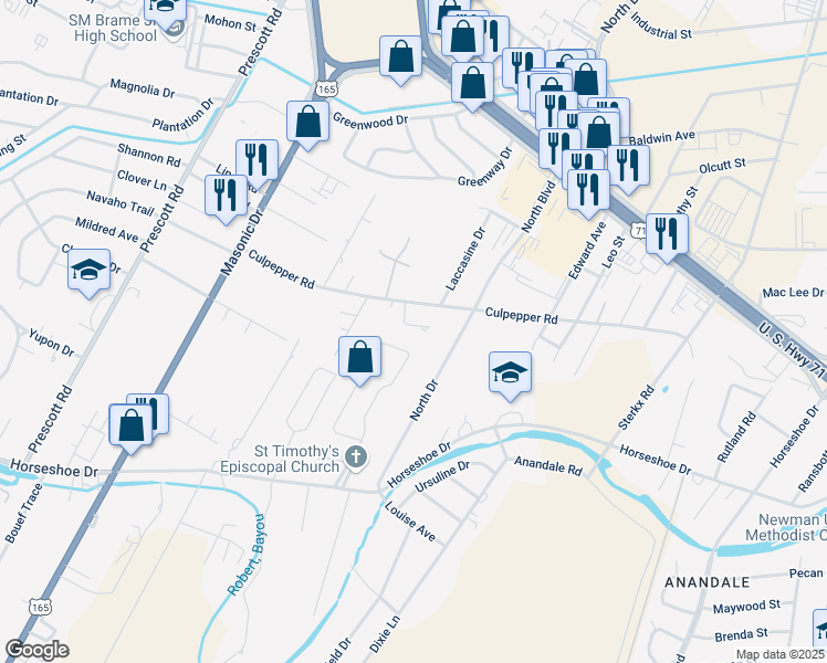 map of restaurants, bars, coffee shops, grocery stores, and more near 5736 Goodland Trce in Alexandria