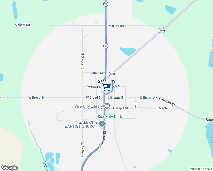 map of restaurants, bars, coffee shops, grocery stores, and more near in Sale City