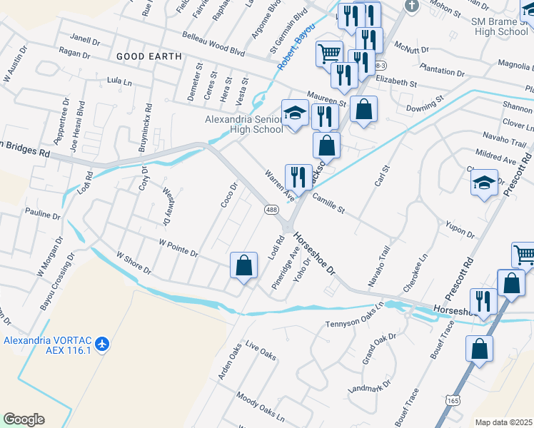 map of restaurants, bars, coffee shops, grocery stores, and more near 6109 Rachelle Drive in Alexandria