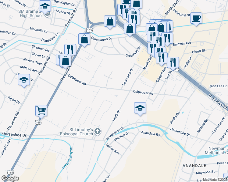 map of restaurants, bars, coffee shops, grocery stores, and more near 2512 Culpepper Road in Alexandria
