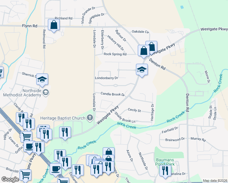 map of restaurants, bars, coffee shops, grocery stores, and more near 136 Candle Brook Drive in Dothan