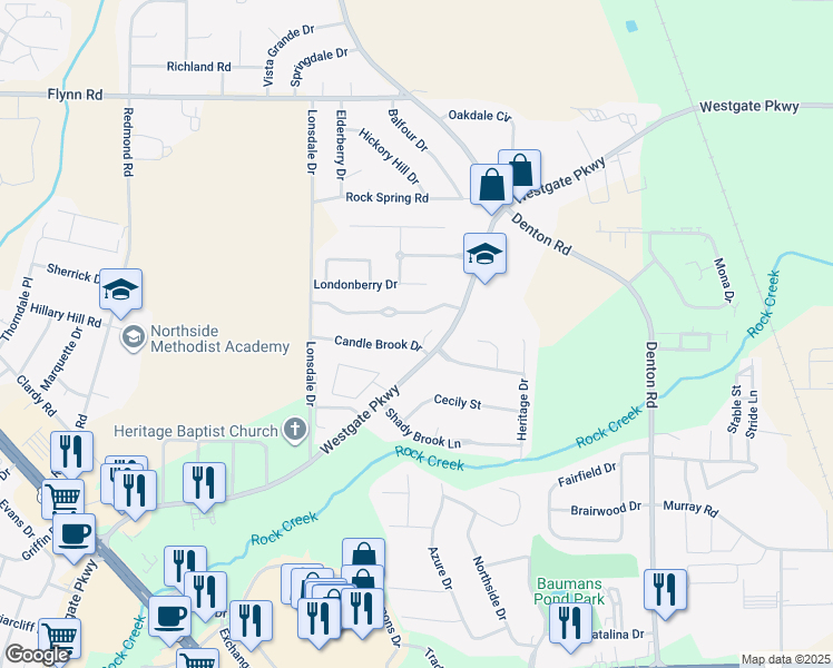 map of restaurants, bars, coffee shops, grocery stores, and more near 108 Candle Brook Drive in Dothan