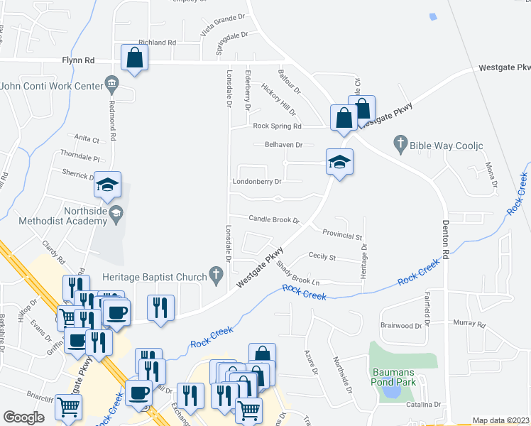 map of restaurants, bars, coffee shops, grocery stores, and more near 148 Candle Brook Drive in Dothan