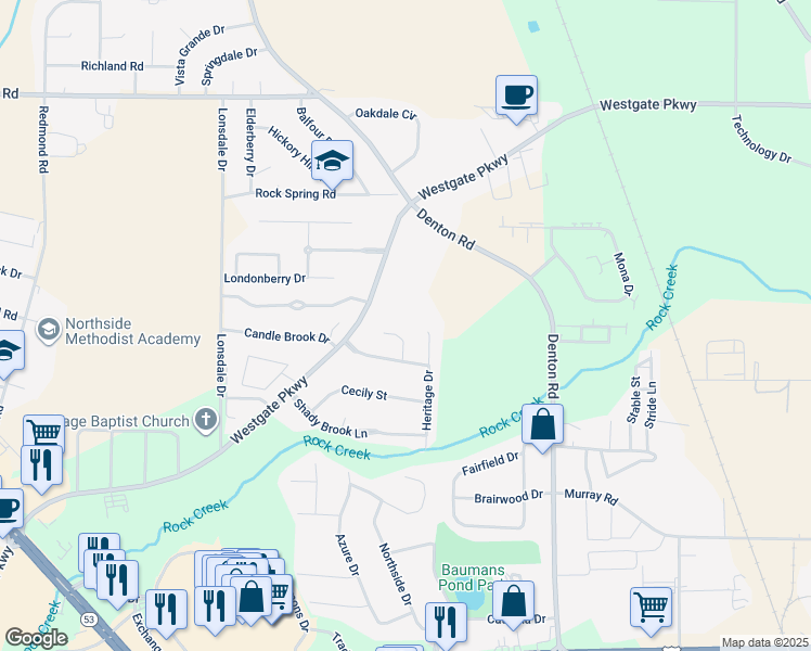 map of restaurants, bars, coffee shops, grocery stores, and more near 2907 Heritage Drive in Dothan
