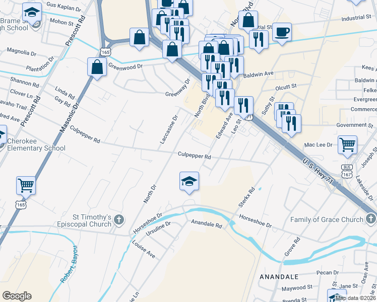 map of restaurants, bars, coffee shops, grocery stores, and more near 2735 Culpepper Road in Alexandria