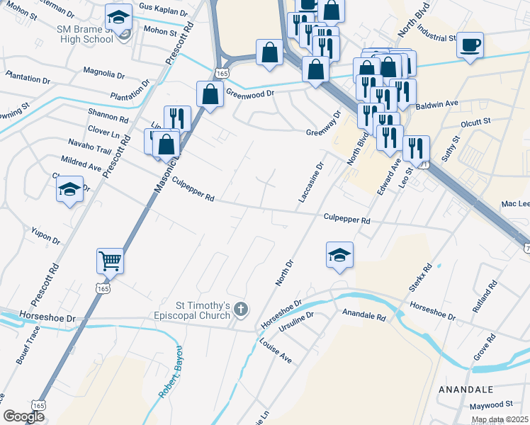 map of restaurants, bars, coffee shops, grocery stores, and more near 2512 Culpepper Road in Alexandria