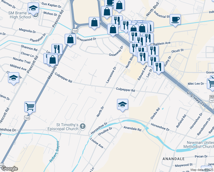 map of restaurants, bars, coffee shops, grocery stores, and more near 2525 Culpepper Road in Alexandria