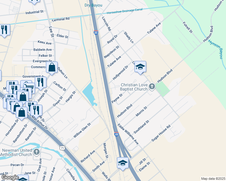 map of restaurants, bars, coffee shops, grocery stores, and more near 4515 Eddie Williams Avenue in Alexandria