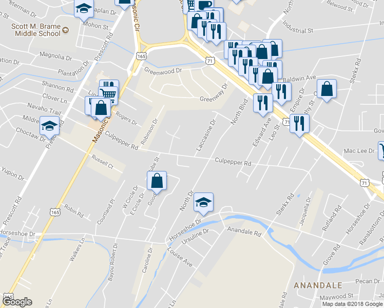 map of restaurants, bars, coffee shops, grocery stores, and more near 2525 Culpepper Road in Alexandria