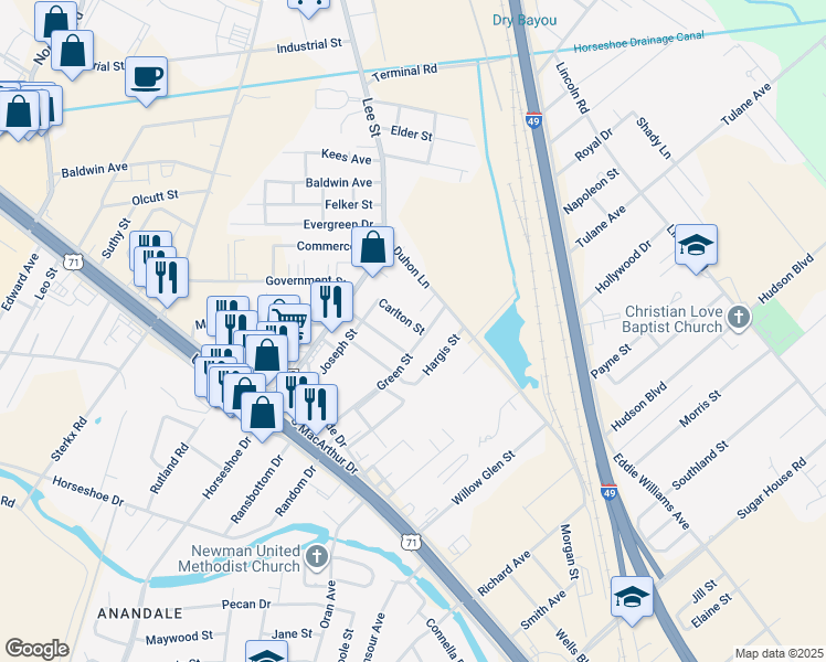 map of restaurants, bars, coffee shops, grocery stores, and more near 3948 Carlton Street in Alexandria