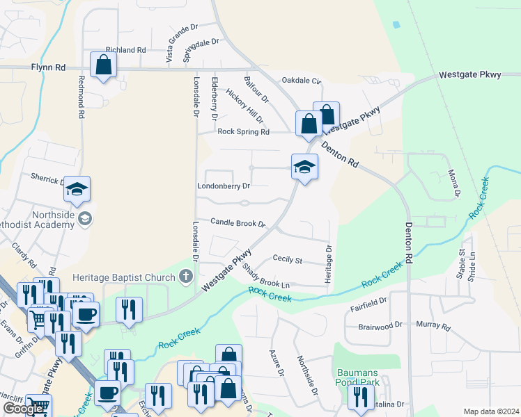 map of restaurants, bars, coffee shops, grocery stores, and more near 119 Heyward Drive in Dothan