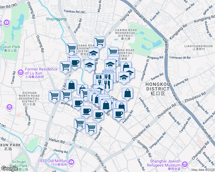 map of restaurants, bars, coffee shops, grocery stores, and more near in 