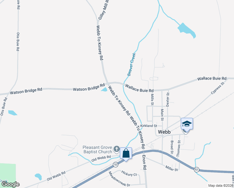 map of restaurants, bars, coffee shops, grocery stores, and more near 510 Webb To Kinsey Road in Webb