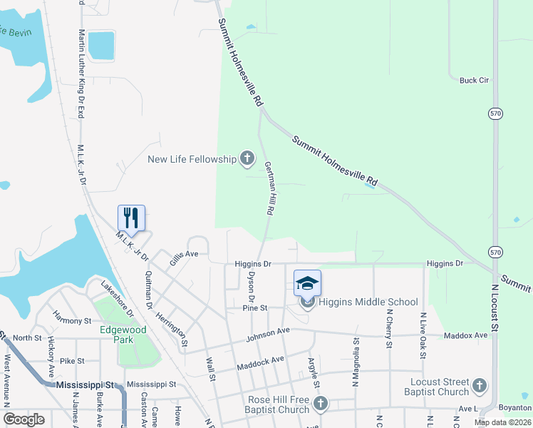 map of restaurants, bars, coffee shops, grocery stores, and more near 1054-1080 Gertman Hill Road in McComb