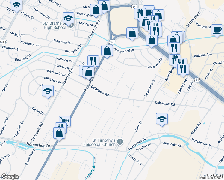 map of restaurants, bars, coffee shops, grocery stores, and more near 2248 Rogers Drive in Alexandria