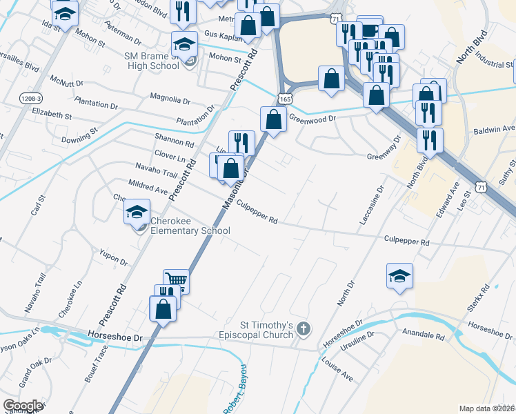 map of restaurants, bars, coffee shops, grocery stores, and more near 2218 Culpepper Road in Alexandria