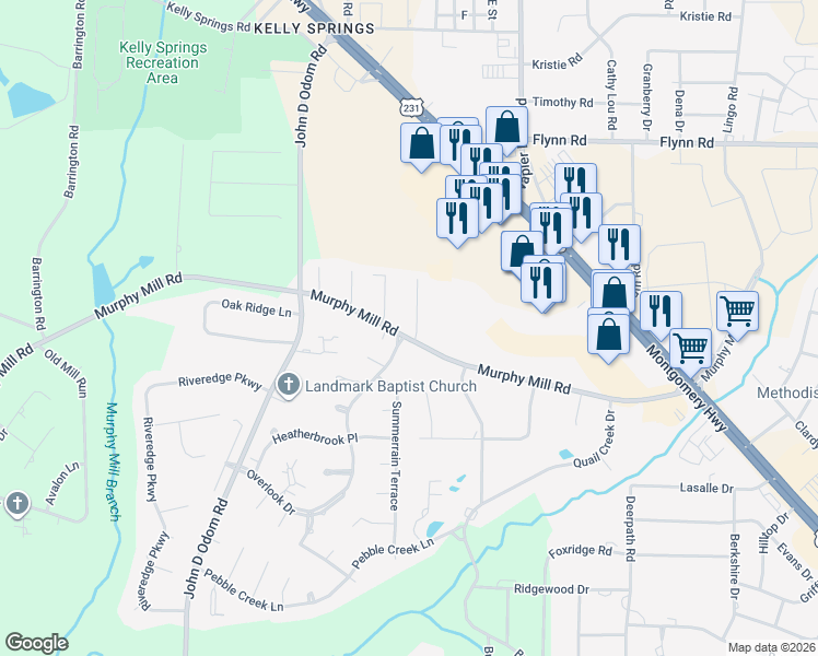 map of restaurants, bars, coffee shops, grocery stores, and more near 101 Mill Ridge Road in Dothan