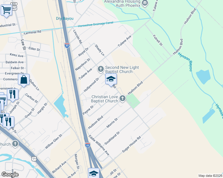 map of restaurants, bars, coffee shops, grocery stores, and more near 3744 Payne Street in Alexandria