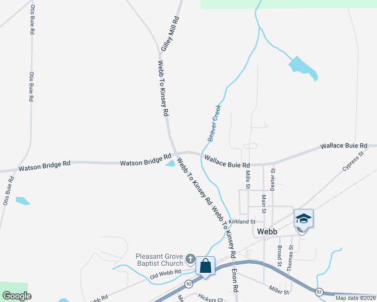 map of restaurants, bars, coffee shops, grocery stores, and more near 510 Webb To Kinsey Road in Webb