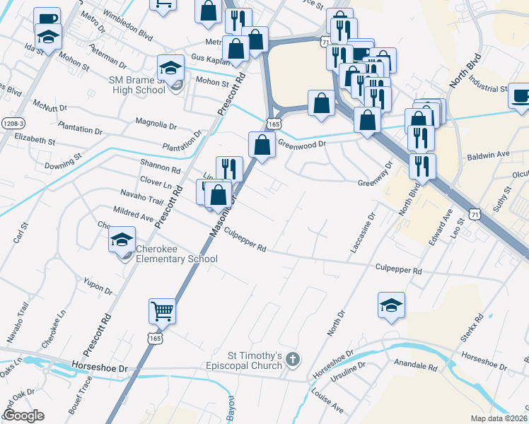 map of restaurants, bars, coffee shops, grocery stores, and more near 2231 Rogers Drive in Alexandria