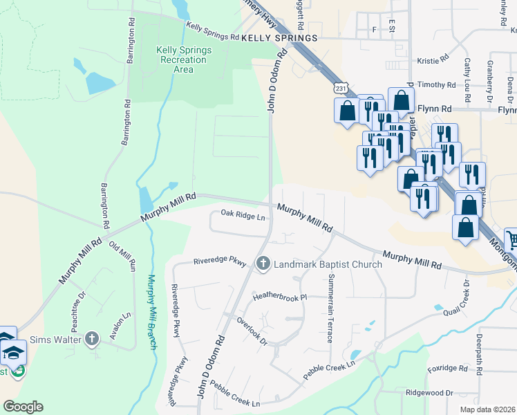 map of restaurants, bars, coffee shops, grocery stores, and more near 3600-3782 Murphy Mill Road in Dothan