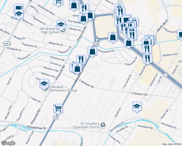 map of restaurants, bars, coffee shops, grocery stores, and more near 2231 Rogers Drive in Alexandria