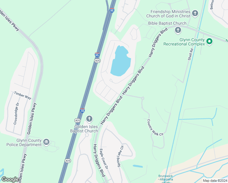 map of restaurants, bars, coffee shops, grocery stores, and more near 119 Fox Run Drive in Brunswick