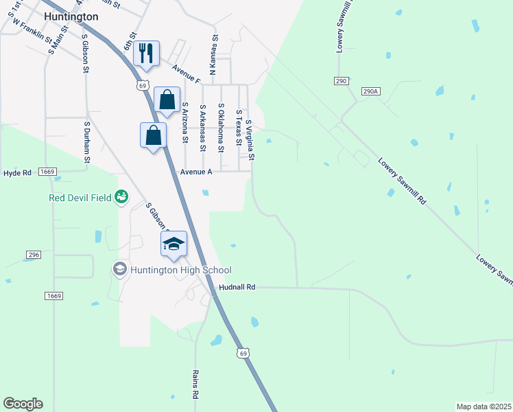 map of restaurants, bars, coffee shops, grocery stores, and more near 134 Jonesville Cementary Road in Huntington