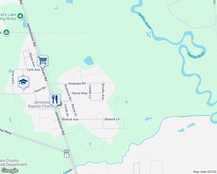 map of restaurants, bars, coffee shops, grocery stores, and more near 3930 Brooks Avenue in Waycross