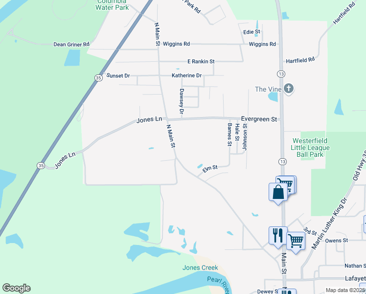map of restaurants, bars, coffee shops, grocery stores, and more near 1506 North Main Street in Columbia