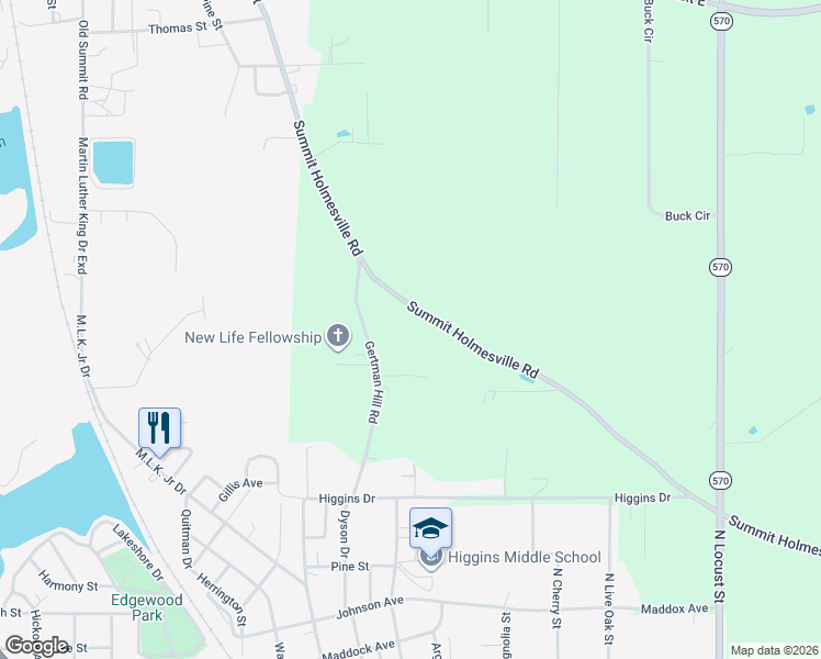 map of restaurants, bars, coffee shops, grocery stores, and more near 1021 Summit Holmesville Road in McComb