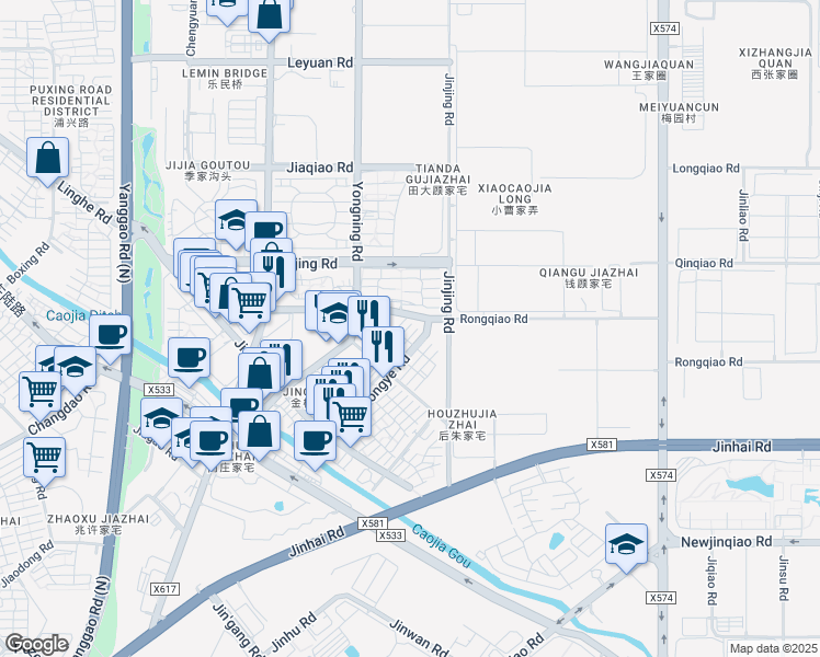 map of restaurants, bars, coffee shops, grocery stores, and more near in Shanghai