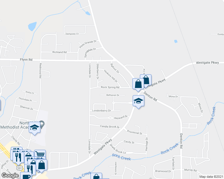 map of restaurants, bars, coffee shops, grocery stores, and more near 2207 Rock Spring Road in Dothan