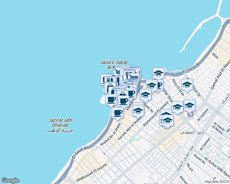 map of restaurants, bars, coffee shops, grocery stores, and more near 5 Mohammed Awad Gebreel in Montaza 1