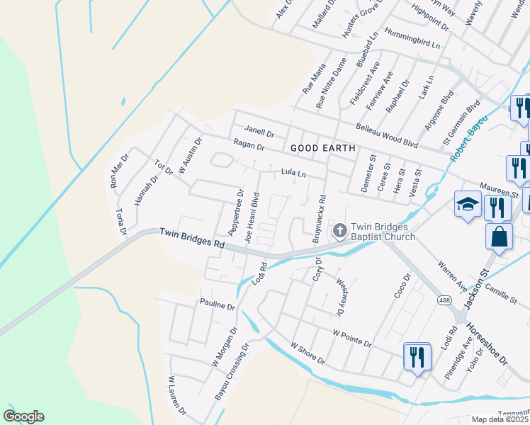 map of restaurants, bars, coffee shops, grocery stores, and more near 5903 Joe Hesni Boulevard in Alexandria
