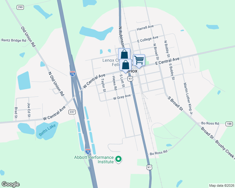 map of restaurants, bars, coffee shops, grocery stores, and more near 306 South Lott Street in Lenox