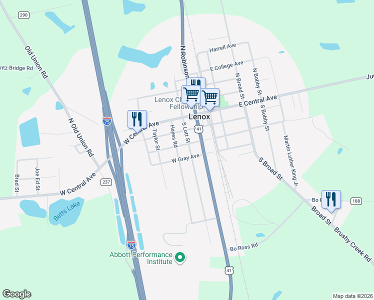 map of restaurants, bars, coffee shops, grocery stores, and more near 306 South Lott Street in Lenox