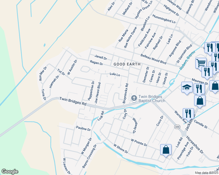 map of restaurants, bars, coffee shops, grocery stores, and more near 6028 Stonegate Drive in Alexandria