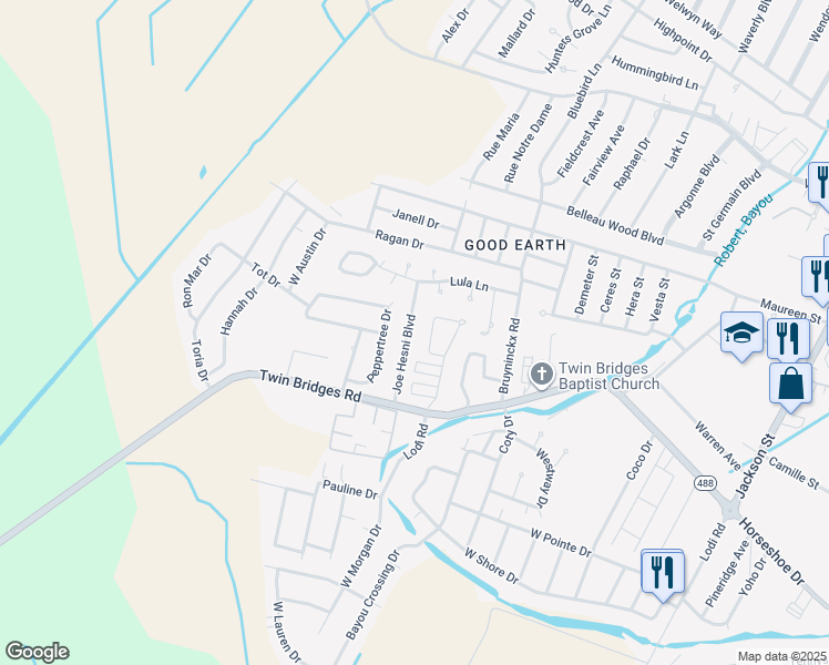 map of restaurants, bars, coffee shops, grocery stores, and more near 5903 Joe Hesni Boulevard in Alexandria