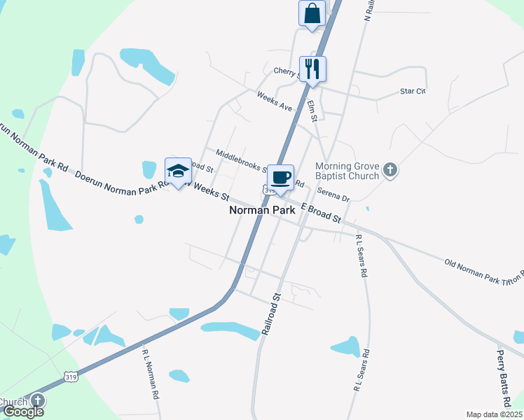 map of restaurants, bars, coffee shops, grocery stores, and more near in Norman Park